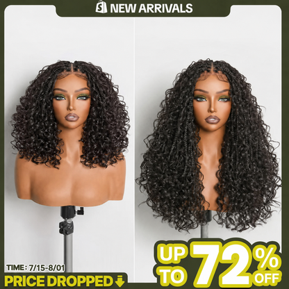 ⚠️ Hurry! 72% OFF✨13x6 HD Lace Wig Glueless Wear & Go 12” Boho Braids Water Wave Pre-Cut Lace Wig – Premium Fiber, Beginner Friendly