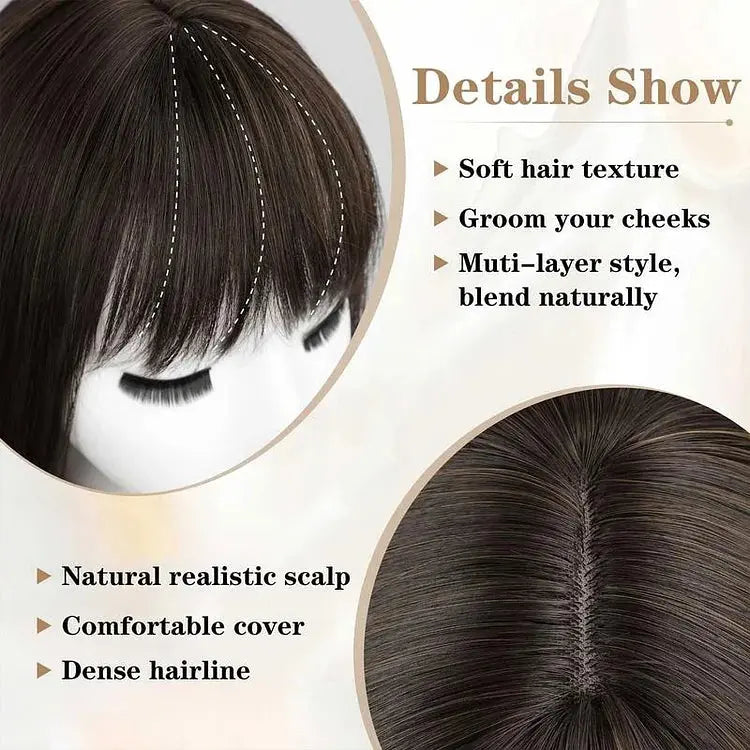 Hot Sale Natural Wavy HairToppers With Bangs for Thinning Hair