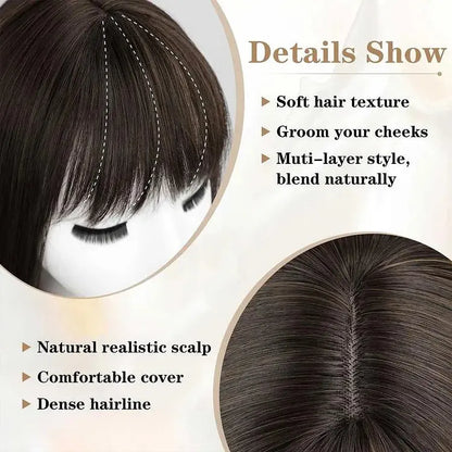 Hot Sale Natural Wavy HairToppers With Bangs for Thinning Hair