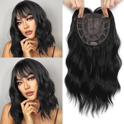 Hot Sale Natural Wavy HairToppers With Bangs for Thinning Hair