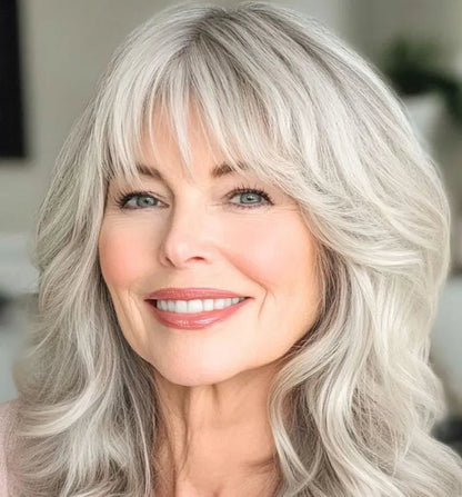 Hot Sale Natural Wavy HairToppers With Bangs for Thinning Hair