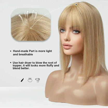 Fashion Straight Hair Topper With Bangs For Thinning Hair