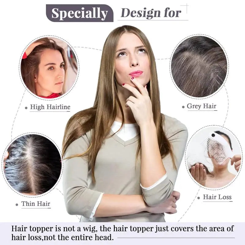 Premium Wavy Hair Topper – Seamless Crown Coverage, Natural Volume