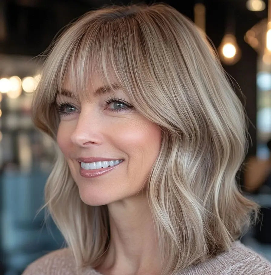 Hot Sale Natural Wavy HairToppers With Bangs for Thinning Hair