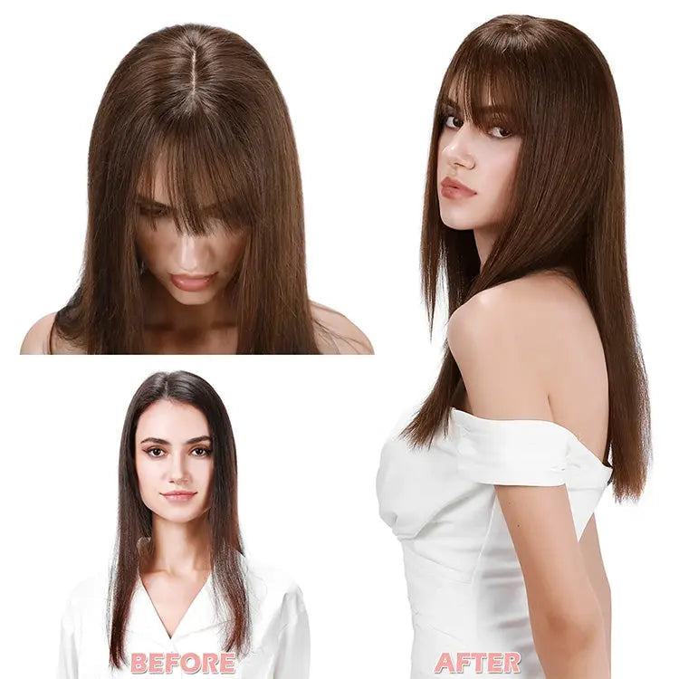 Fashion Straight Hair Topper With Bangs For Thinning Hair
