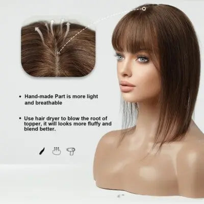 Fashion Straight Hair Topper With Bangs For Thinning Hair