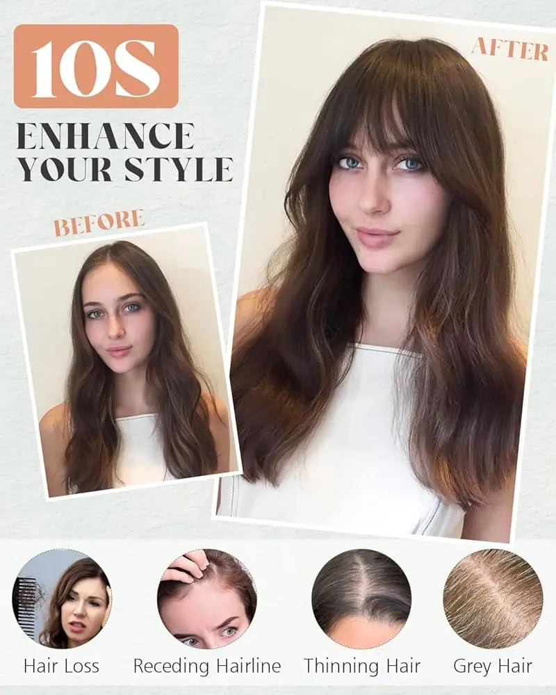 Fashion Straight Hair Topper With Bangs For Thinning Hair