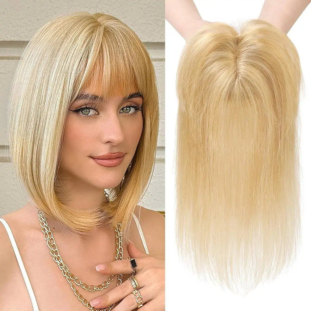 Fashion Straight Hair Topper With Bangs For Thinning Hair