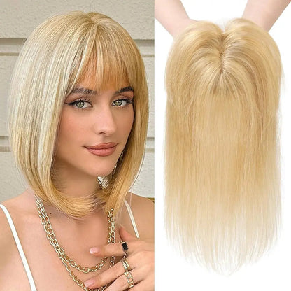 Fashion Straight Hair Topper With Bangs For Thinning Hair