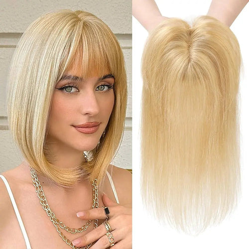Fashion Straight Hair Topper With Bangs For Thinning Hair