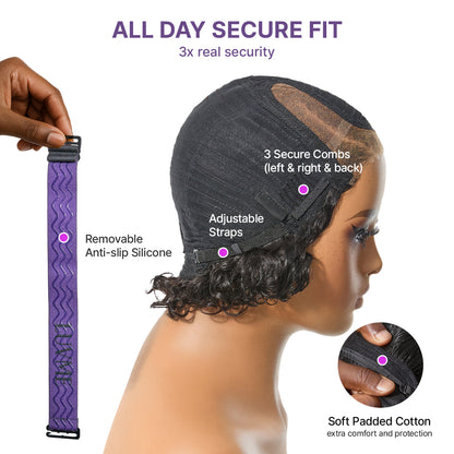 Water Wave Pixie Cut Water Wave Glueless Minimalist HD Lace Short Curly Wig