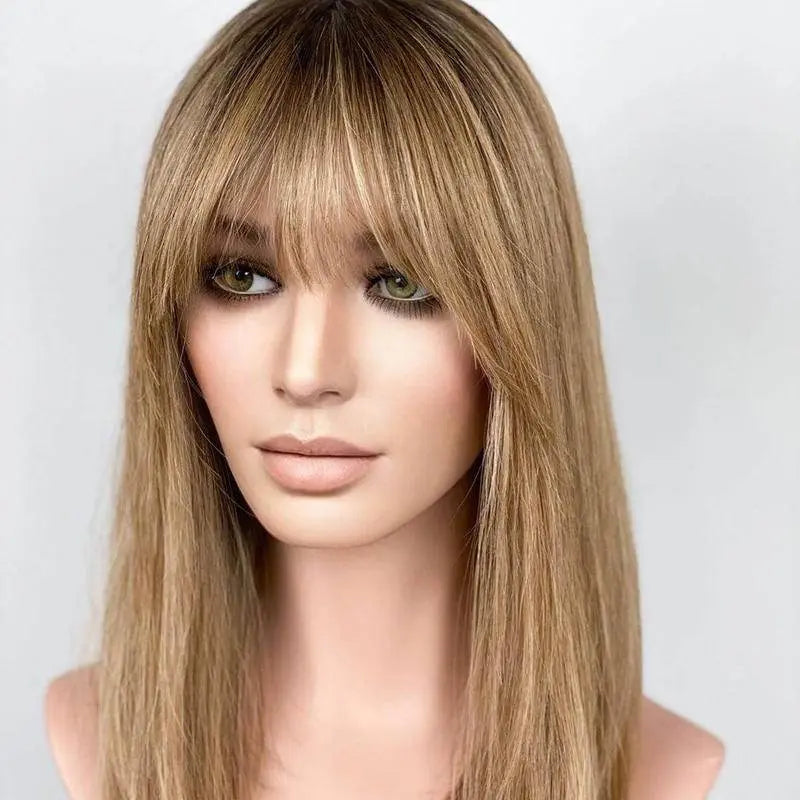 Fashion Straight Hair Topper With Bangs For Thinning Hair