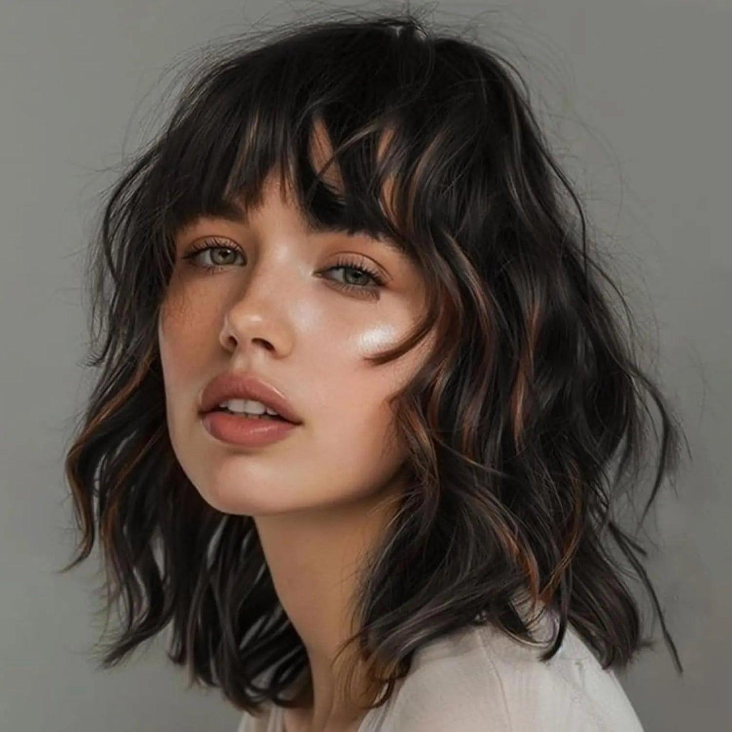 Hot Sale Natural Wavy HairToppers With Bangs for Thinning Hair