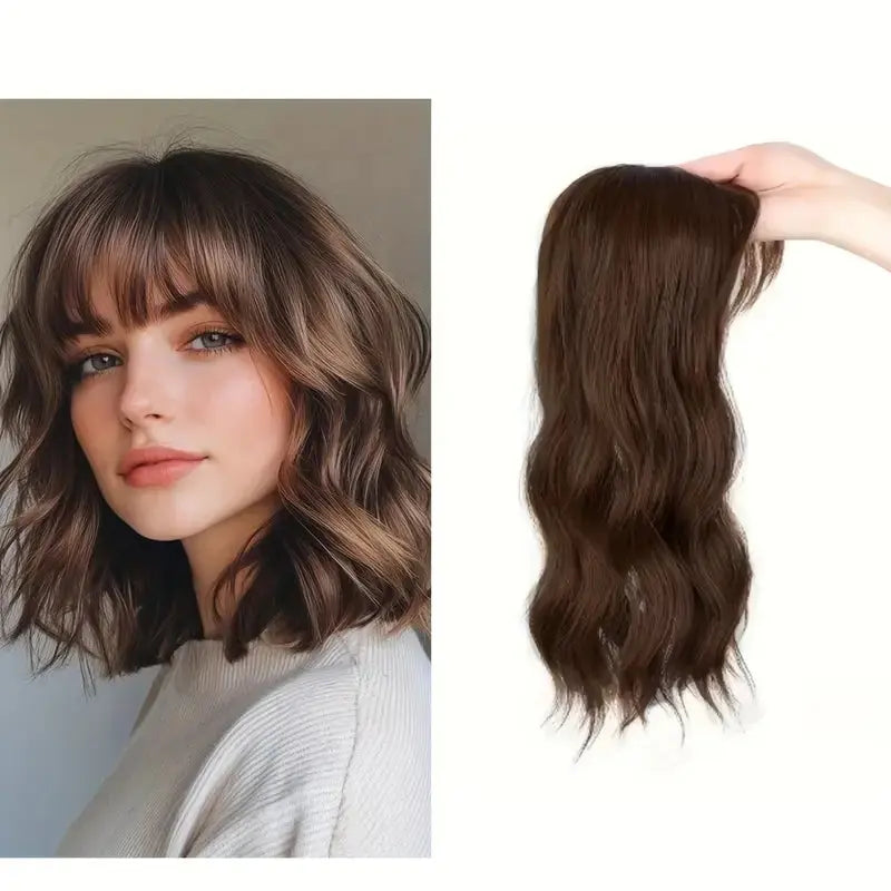Hot Sale Natural Wavy HairToppers With Bangs for Thinning Hair