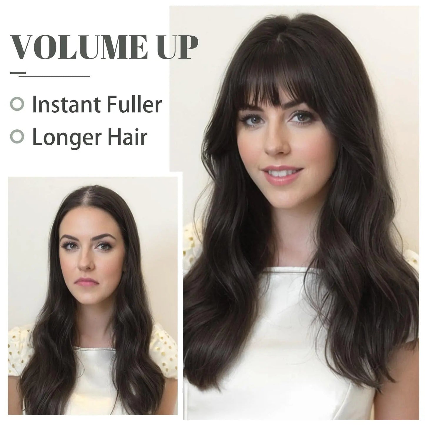 Hot Sale Natural Wavy HairToppers With Bangs for Thinning Hair