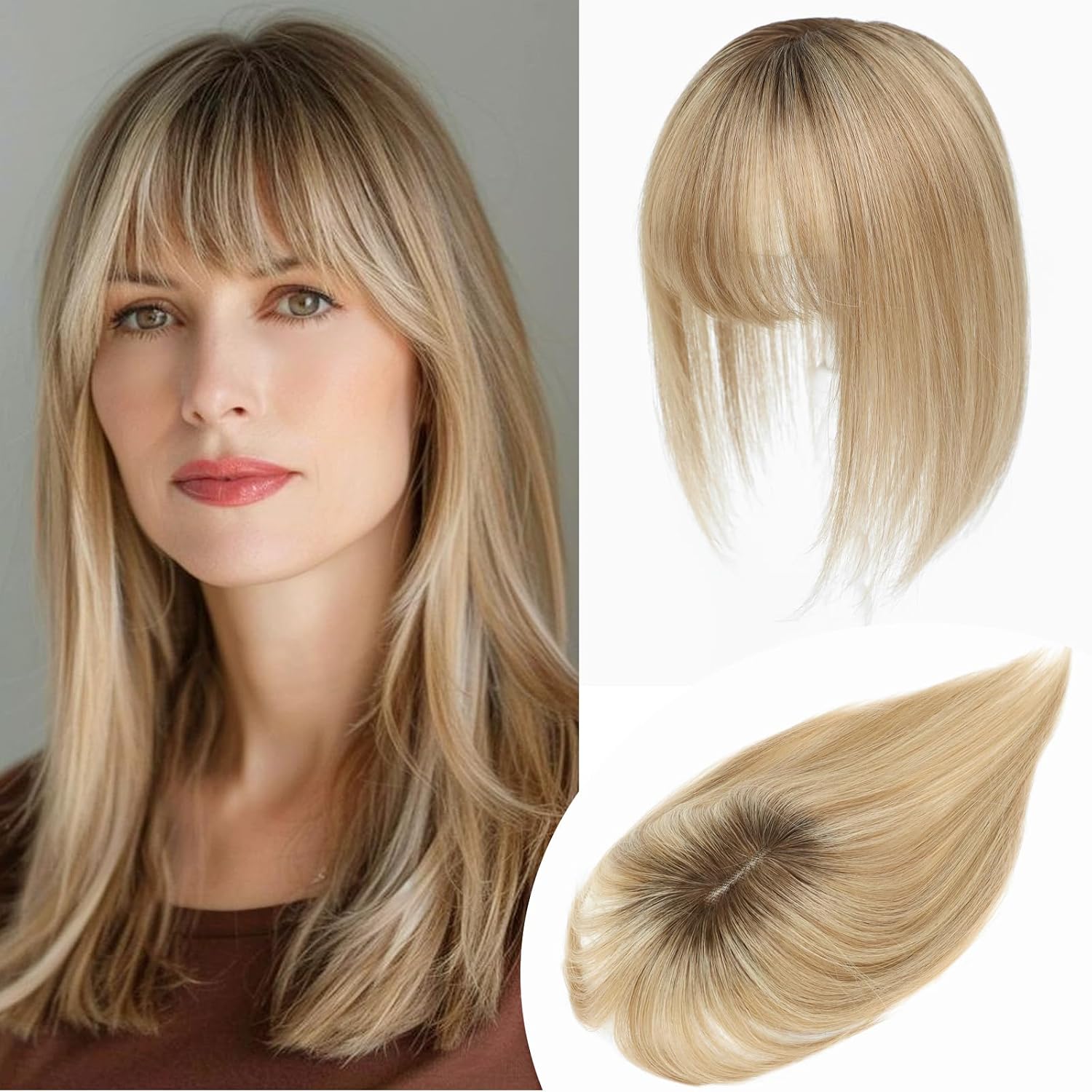 🔥Honey Blonde with Dark Brown Root