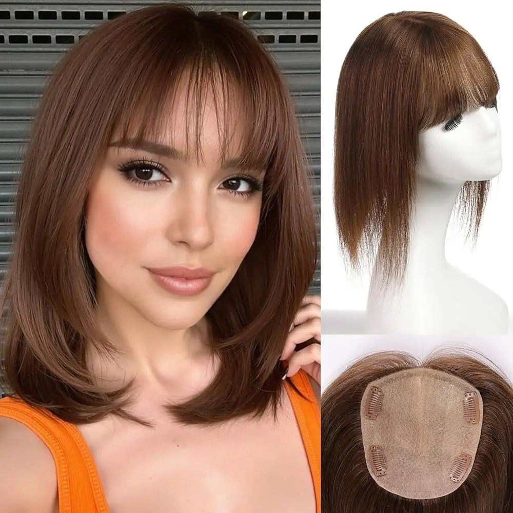 Fashion Straight Hair Topper With Bangs For Thinning Hair