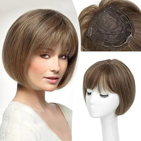 Fashion Straight Hair Topper With Bangs For Thinning Hair