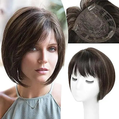 Fashion Straight Hair Topper With Bangs For Thinning Hair