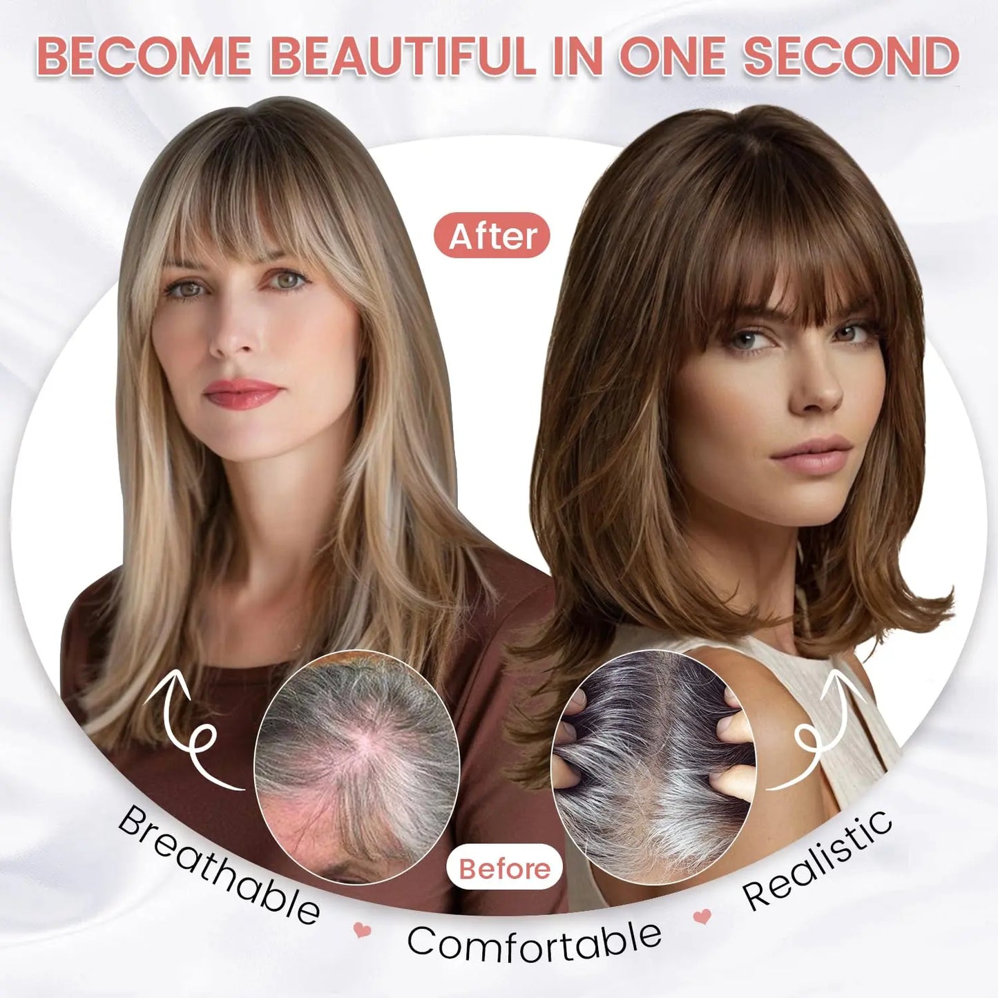 🔥 NEW ARRIVAL SALE- Hair Topper with Bangs | Hair Piece for Thinning Hair